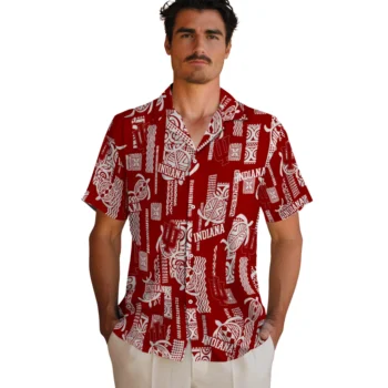 indiana hoosiers turtle lines red hawaiian shirts fashion forward