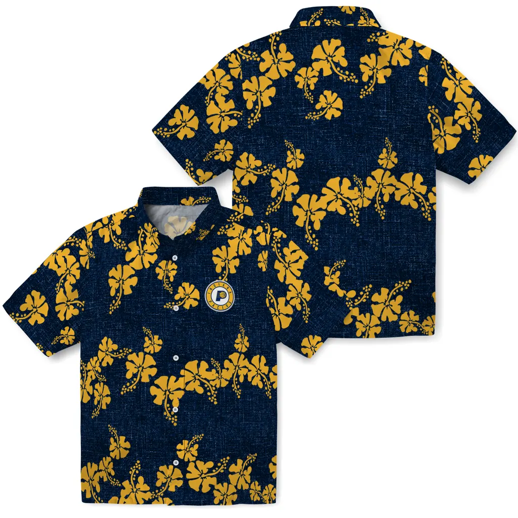 Indiana Pacers Hawaiian Shirt - 50th State Flower indiana pacers hibiscus petals blue hawaiian shirts high quality