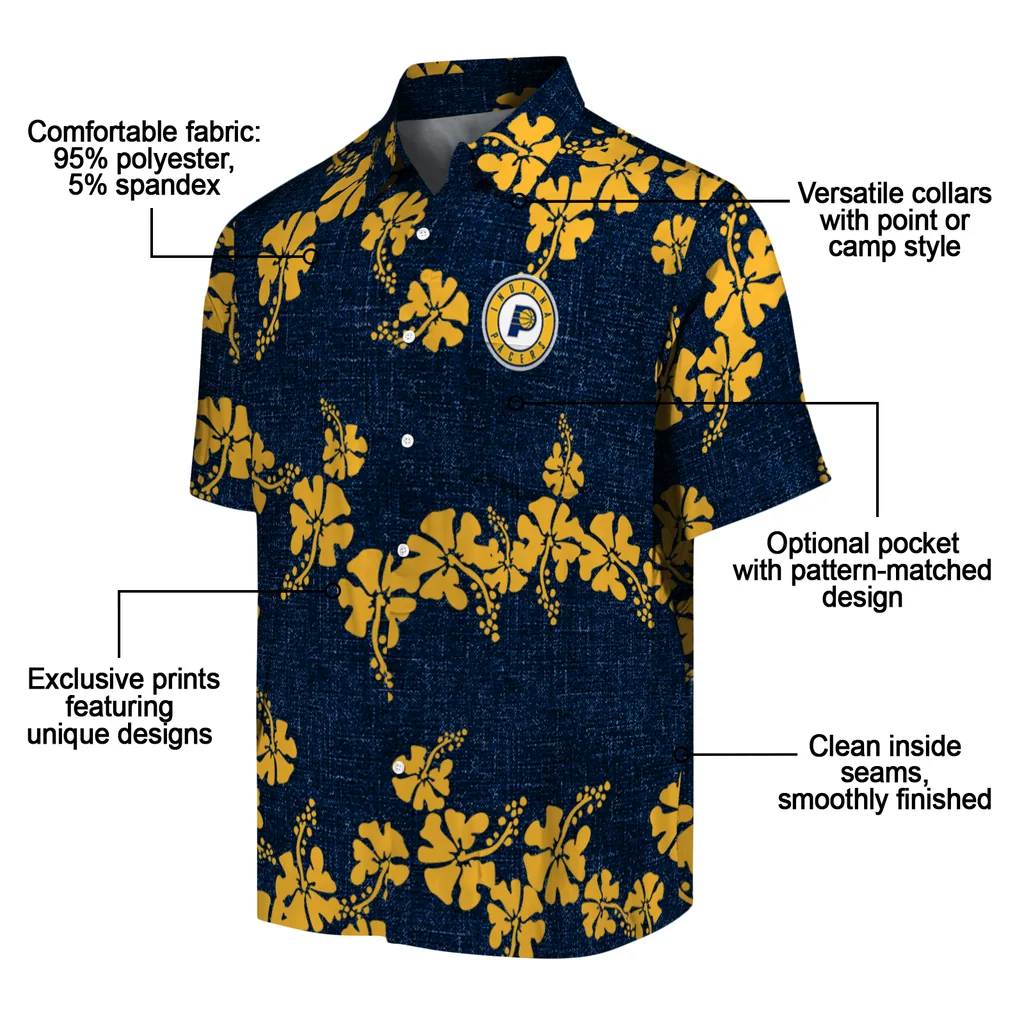 Indiana Pacers Hawaiian Shirt - 50th State Flower indiana pacers hibiscus petals blue hawaiian shirts new arrival
