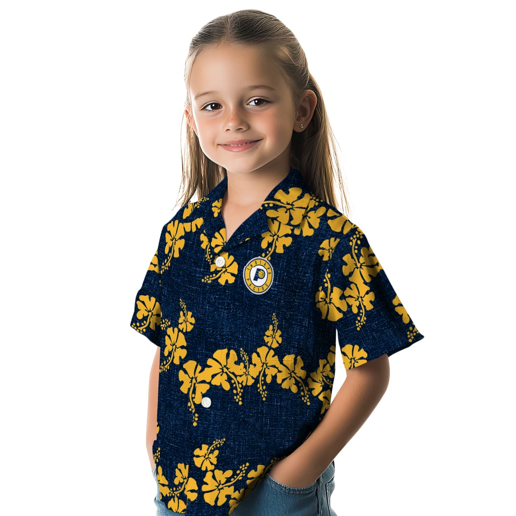 Indiana Pacers Hawaiian Shirt - 50th State Flower indiana pacers hibiscus petals blue hawaiian shirts premium grade