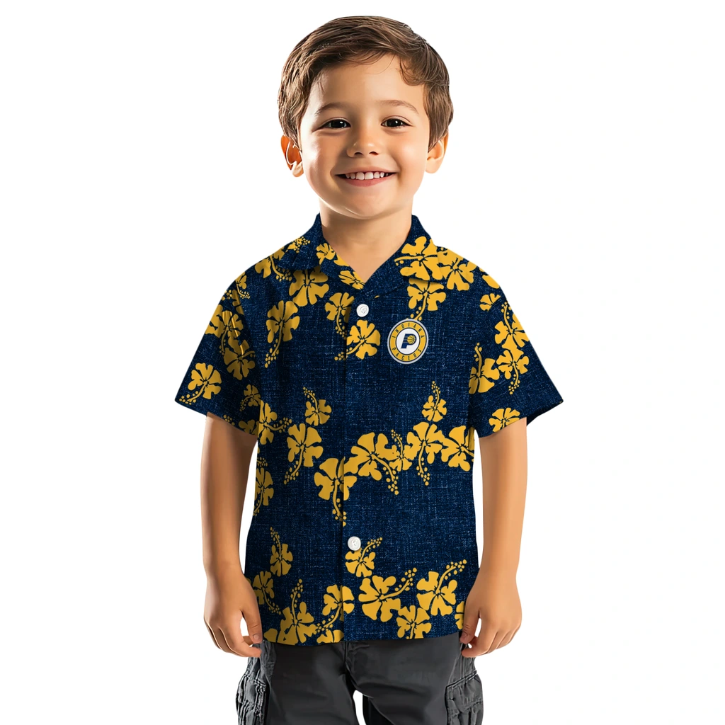 Indiana Pacers Hawaiian Shirt - 50th State Flower indiana pacers hibiscus petals blue hawaiian shirts top rated