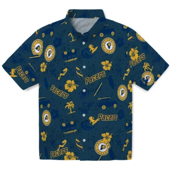 indiana pacers beach vibe navy hawaiian shirts best selling