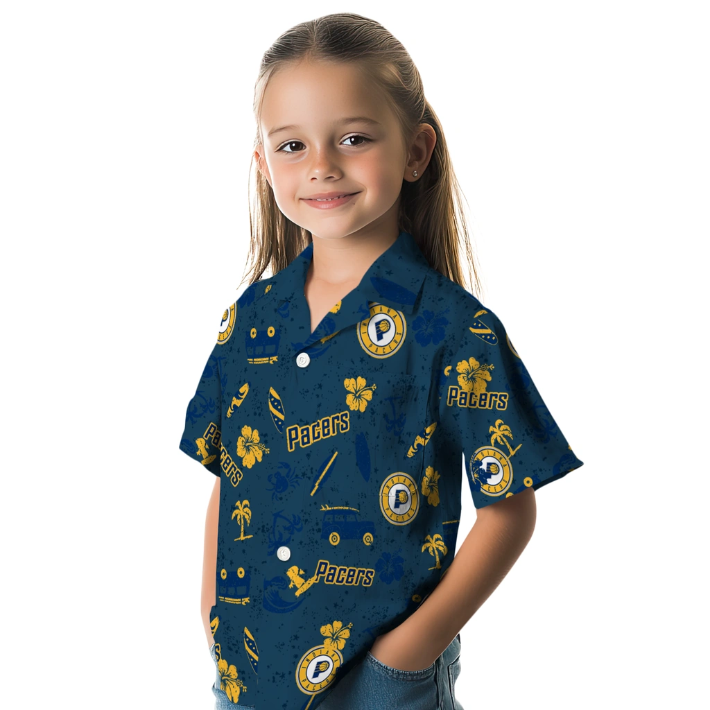 Indiana Pacers Hawaiian Shirt - Beach Vibe indiana pacers beach vibe navy hawaiian shirts premium grade