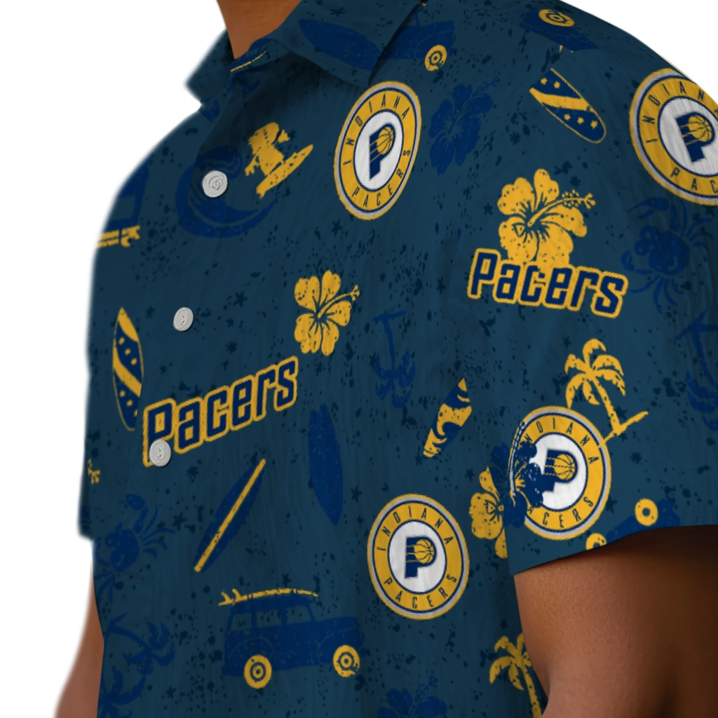 Indiana Pacers Hawaiian Shirt - Beach Vibe indiana pacers beach vibe navy hawaiian shirts trendy