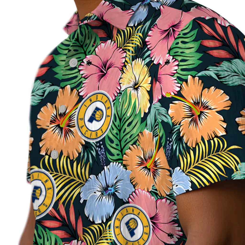 Indiana Pacers Hawaiian Shirt - Brilliant Hibiscus Garden indiana pacers brilliant hibiscus garden hawaiian shirts trendy