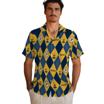 indiana pacers balloon plaid blue hawaiian shirts fashion forward