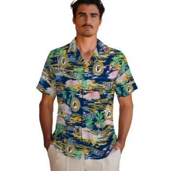 indiana pacers flamingo retreat blue hawaiian shirts fashion forward