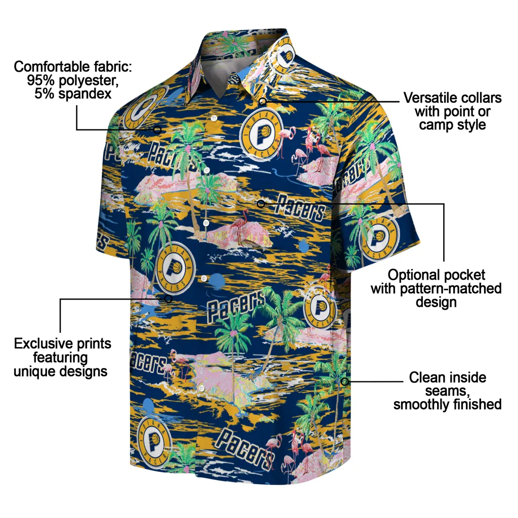 Indiana Pacers Hawaiian Shirt - Hawaii Island indiana pacers flamingo retreat blue hawaiian shirts new arrival
