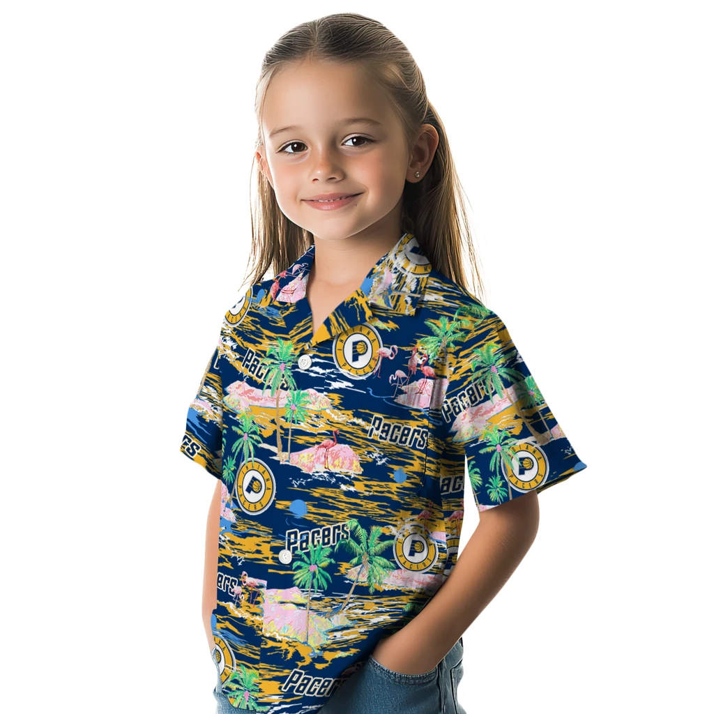 Indiana Pacers Hawaiian Shirt - Hawaii Island indiana pacers flamingo retreat blue hawaiian shirts premium grade