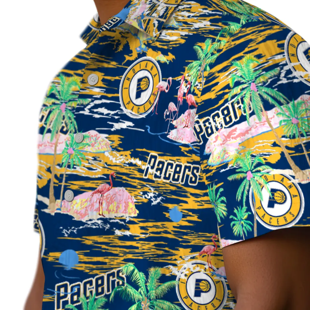 Indiana Pacers Hawaiian Shirt - Hawaii Island indiana pacers flamingo retreat blue hawaiian shirts trendy