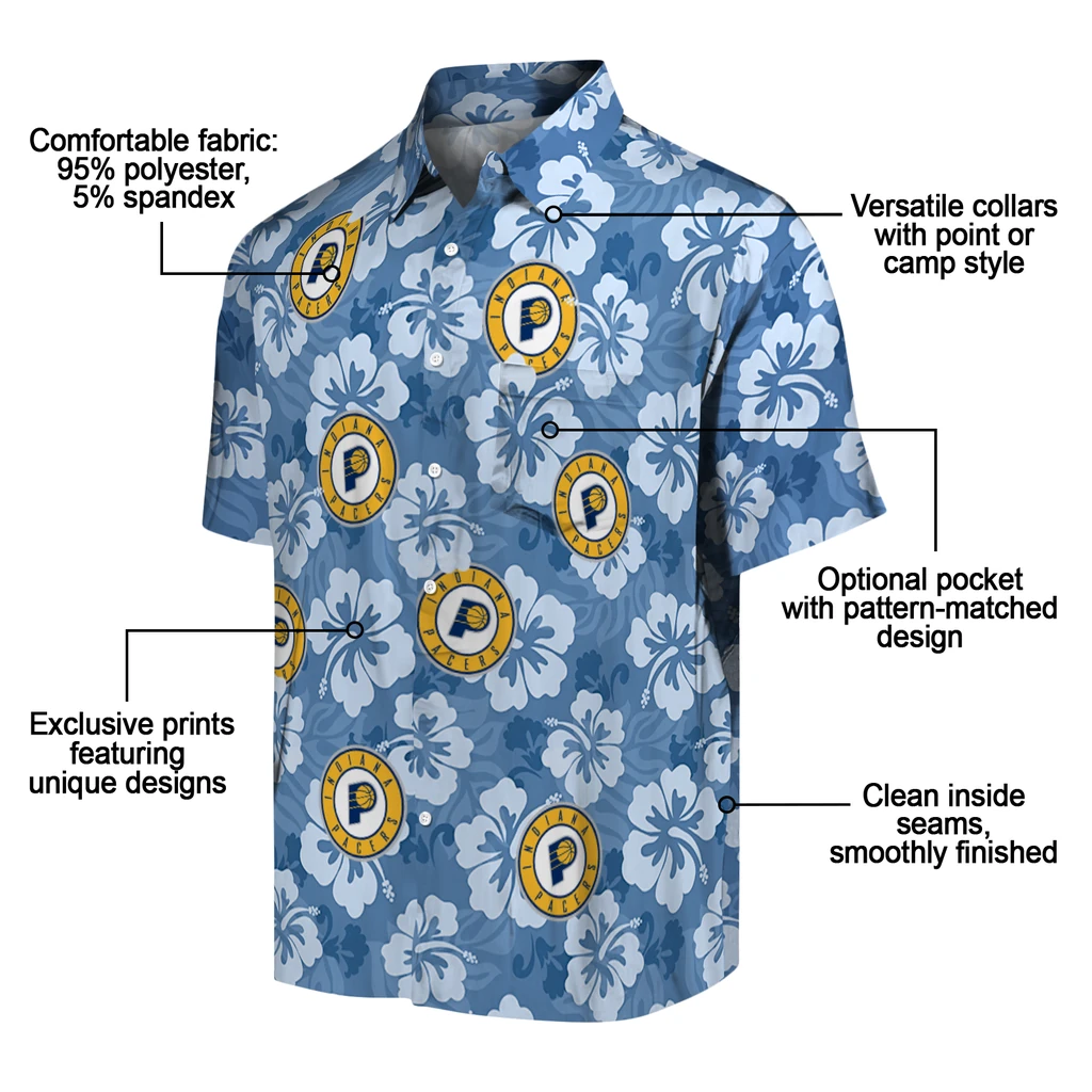Indiana Pacers Hawaiian Shirt - Hibiscus Cluster indiana pacers hibiscus cluster blue hawaiian shirts new arrival