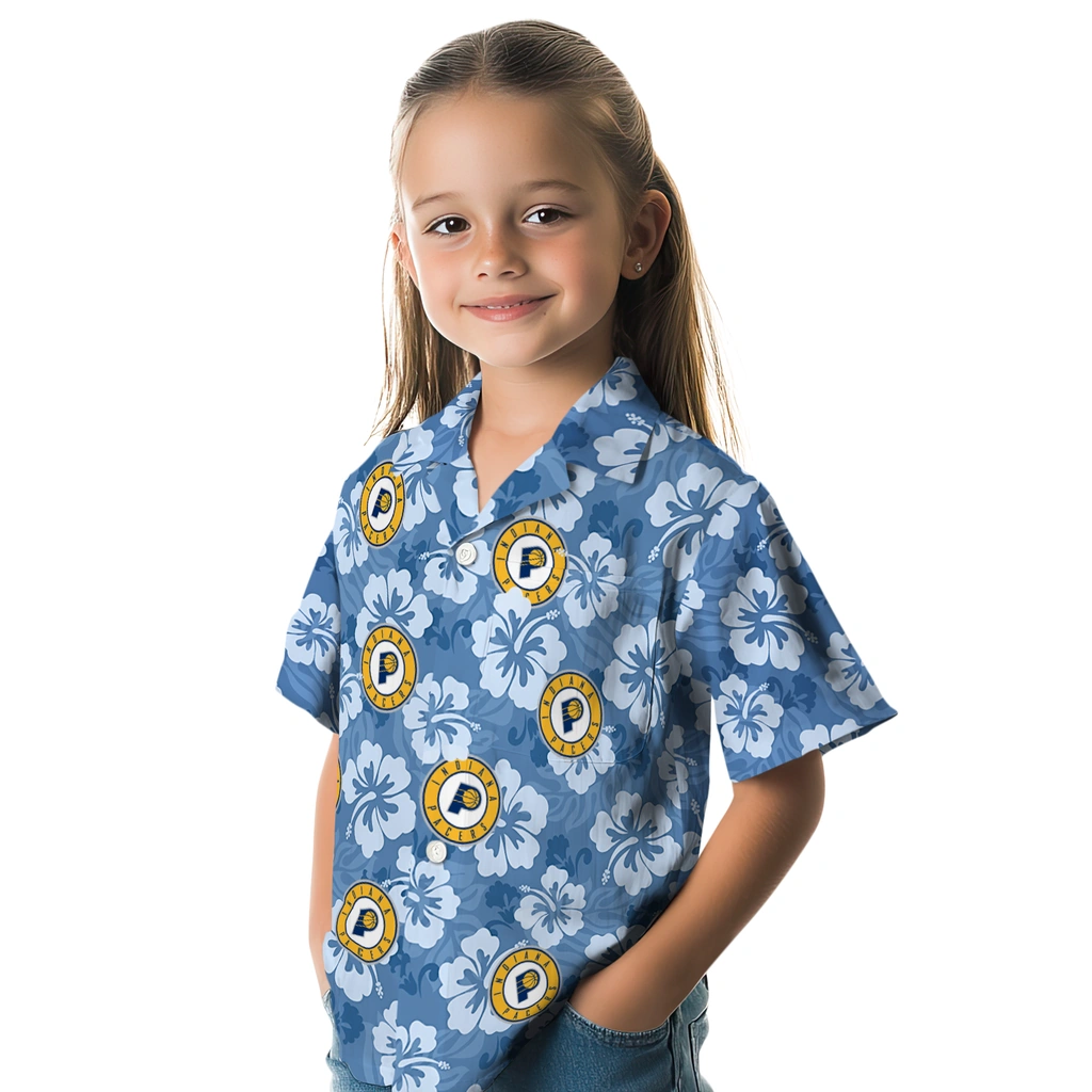 Indiana Pacers Hawaiian Shirt - Hibiscus Cluster indiana pacers hibiscus cluster blue hawaiian shirts premium grade