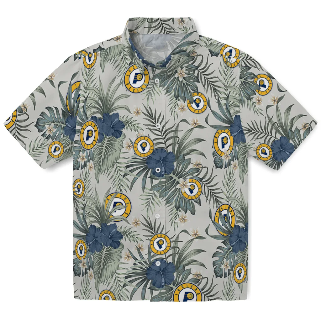 Indiana Pacers Hawaiian Shirt - Hibiscus Designs indiana pacers hibiscus designs beige hawaiian shirts best selling