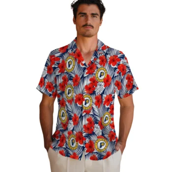 indiana pacers hibiscus fiesta red royal blue hawaiian shirts fashion forward