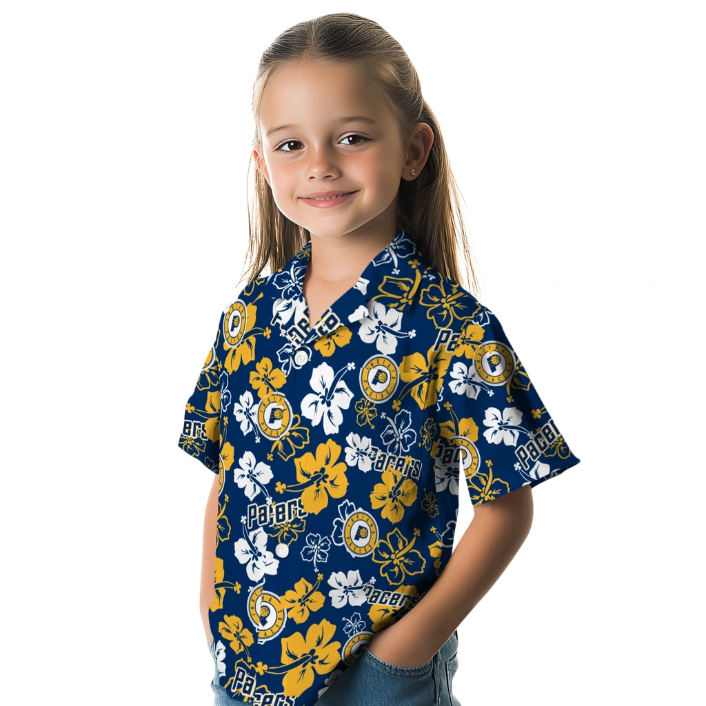 Indiana Pacers Hawaiian Shirt - Hibiscus Flower Design indiana pacers hibiscus bloom blue hawaiian shirts premium grade