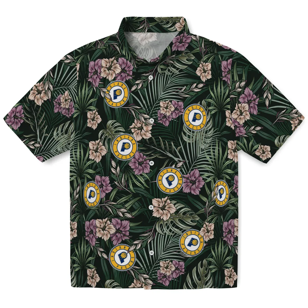 Indiana Pacers Hawaiian Shirt - Hibiscus Leaves Pattern indiana pacers hibiscus leaves pattern green hawaiian shirts best selling