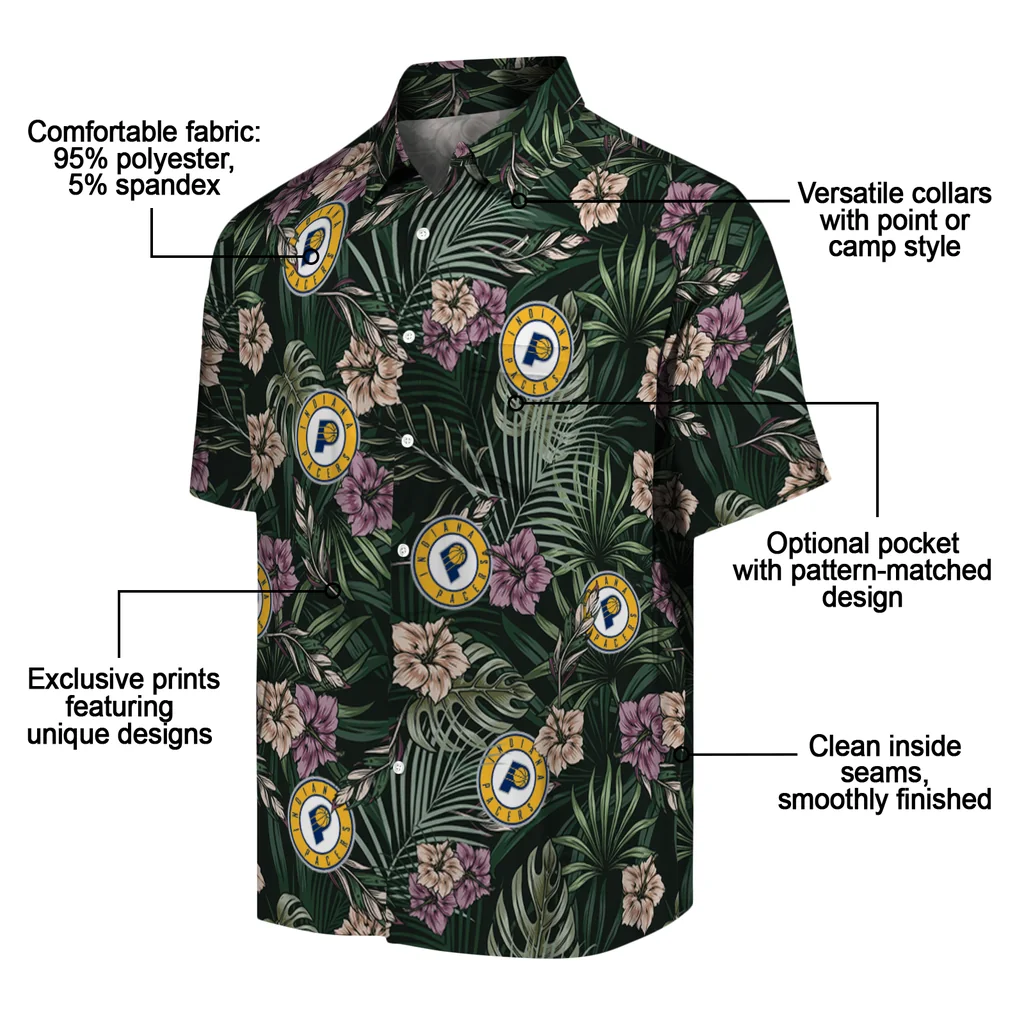 Indiana Pacers Hawaiian Shirt - Hibiscus Leaves Pattern indiana pacers hibiscus leaves pattern green hawaiian shirts new arrival