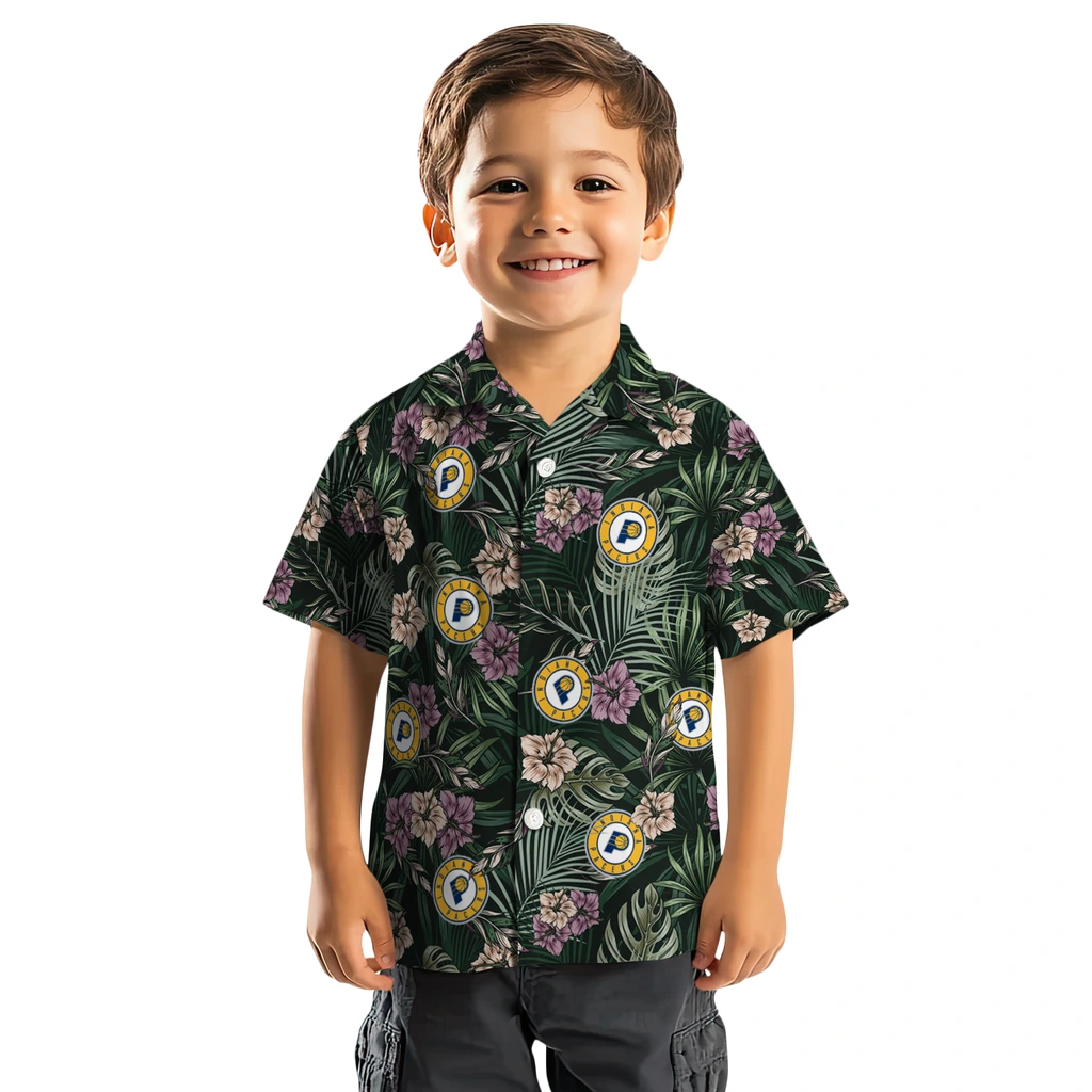 Indiana Pacers Hawaiian Shirt - Hibiscus Leaves Pattern indiana pacers hibiscus leaves pattern green hawaiian shirts top rated