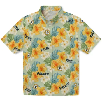 indiana pacers hibiscus mood pale lime yellow hawaiian shirts best selling