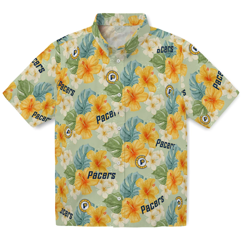 Indiana Pacers Hawaiian Shirt - Hibiscus Mood indiana pacers hibiscus mood pale lime yellow hawaiian shirts best selling