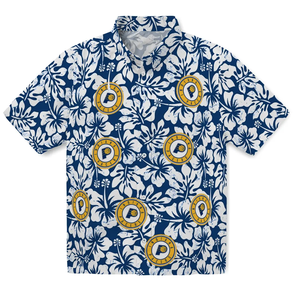 Indiana Pacers Hawaiian Shirt - Hibiscus Motif indiana pacers hibiscus motif blue white hawaiian shirts best selling