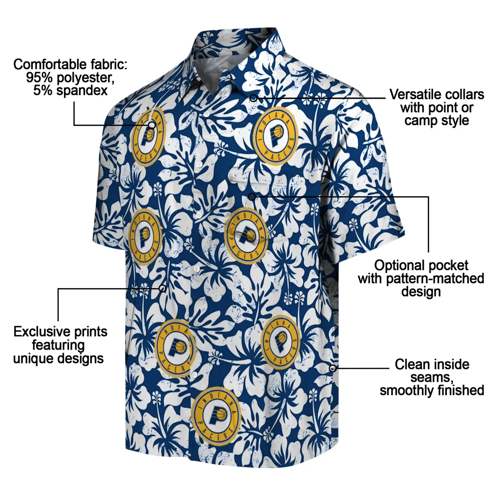 Indiana Pacers Hawaiian Shirt - Hibiscus Motif indiana pacers hibiscus motif blue white hawaiian shirts new arrival