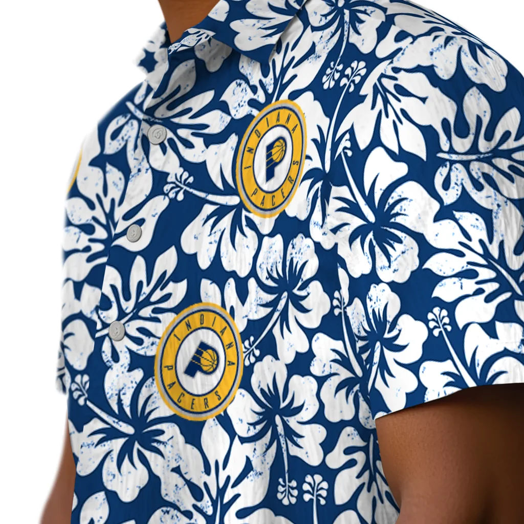 Indiana Pacers Hawaiian Shirt - Hibiscus Motif indiana pacers hibiscus motif blue white hawaiian shirts trendy