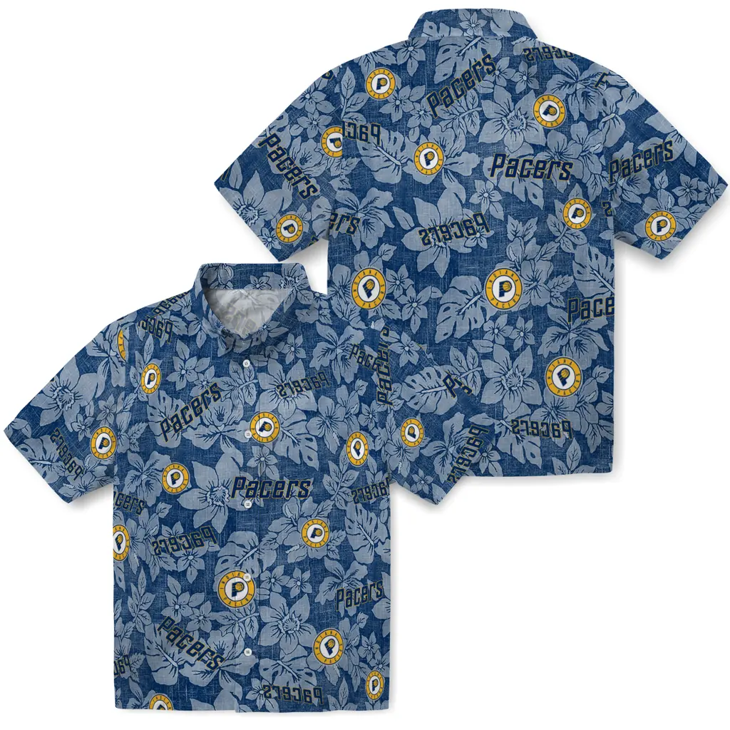 Indiana Pacers Hawaiian Shirt - Hibiscus Oasis indiana pacers hibiscus oasis blue hawaiian shirts high quality