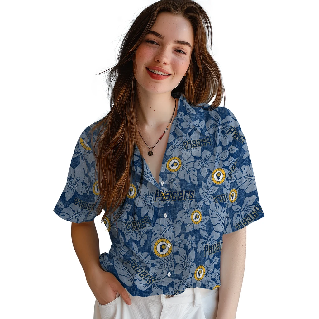 Indiana Pacers Hawaiian Shirt - Hibiscus Oasis indiana pacers hibiscus oasis blue hawaiian shirts latest model