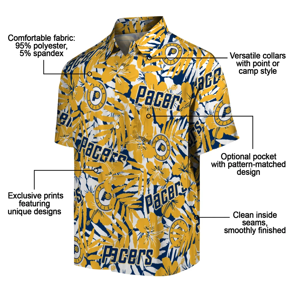 Indiana Pacers Hawaiian Shirt - Hibiscus Overlay indiana pacers hibiscus overlay hawaiian shirts new arrival