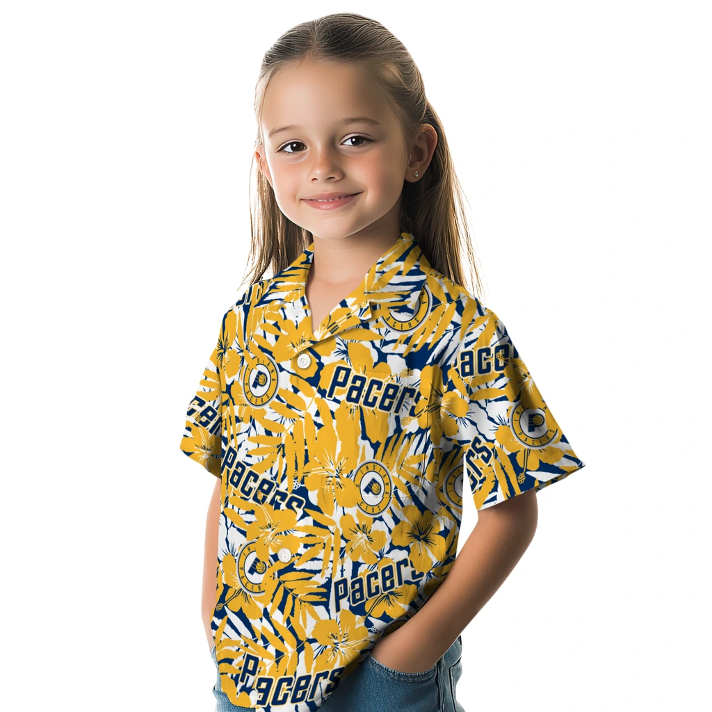 Indiana Pacers Hawaiian Shirt - Hibiscus Overlay indiana pacers hibiscus overlay hawaiian shirts premium grade