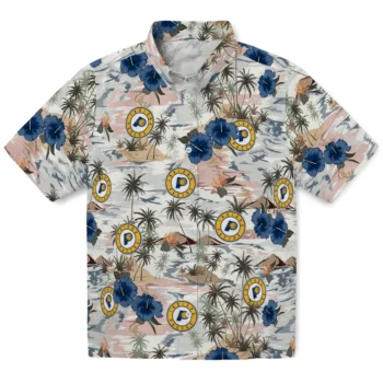indiana pacers hibiscus seaside white hawaiian shirts best selling
