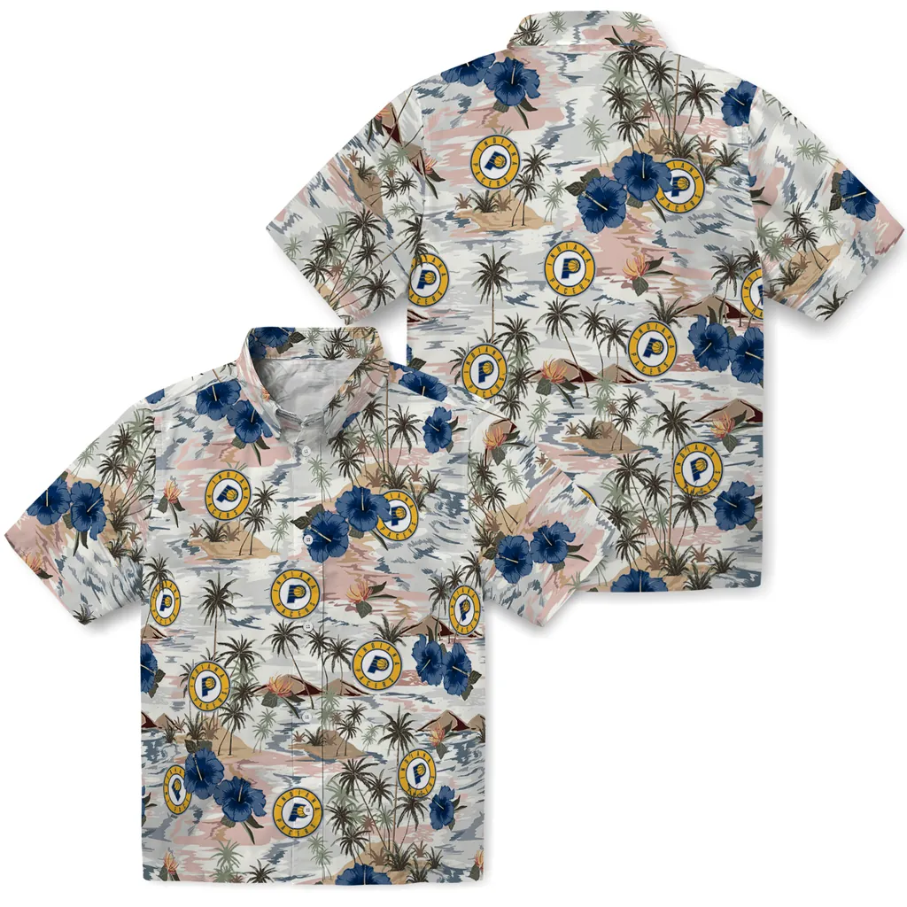 Indiana Pacers Hawaiian Shirt - Hibiscus Seaside indiana pacers hibiscus seaside white hawaiian shirts high quality