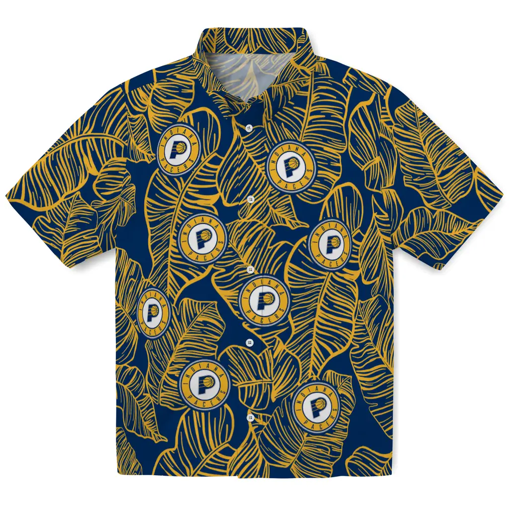 Indiana Pacers Hawaiian Shirt - Leaf Outline indiana pacers leaf outline blue hawaiian shirts best selling
