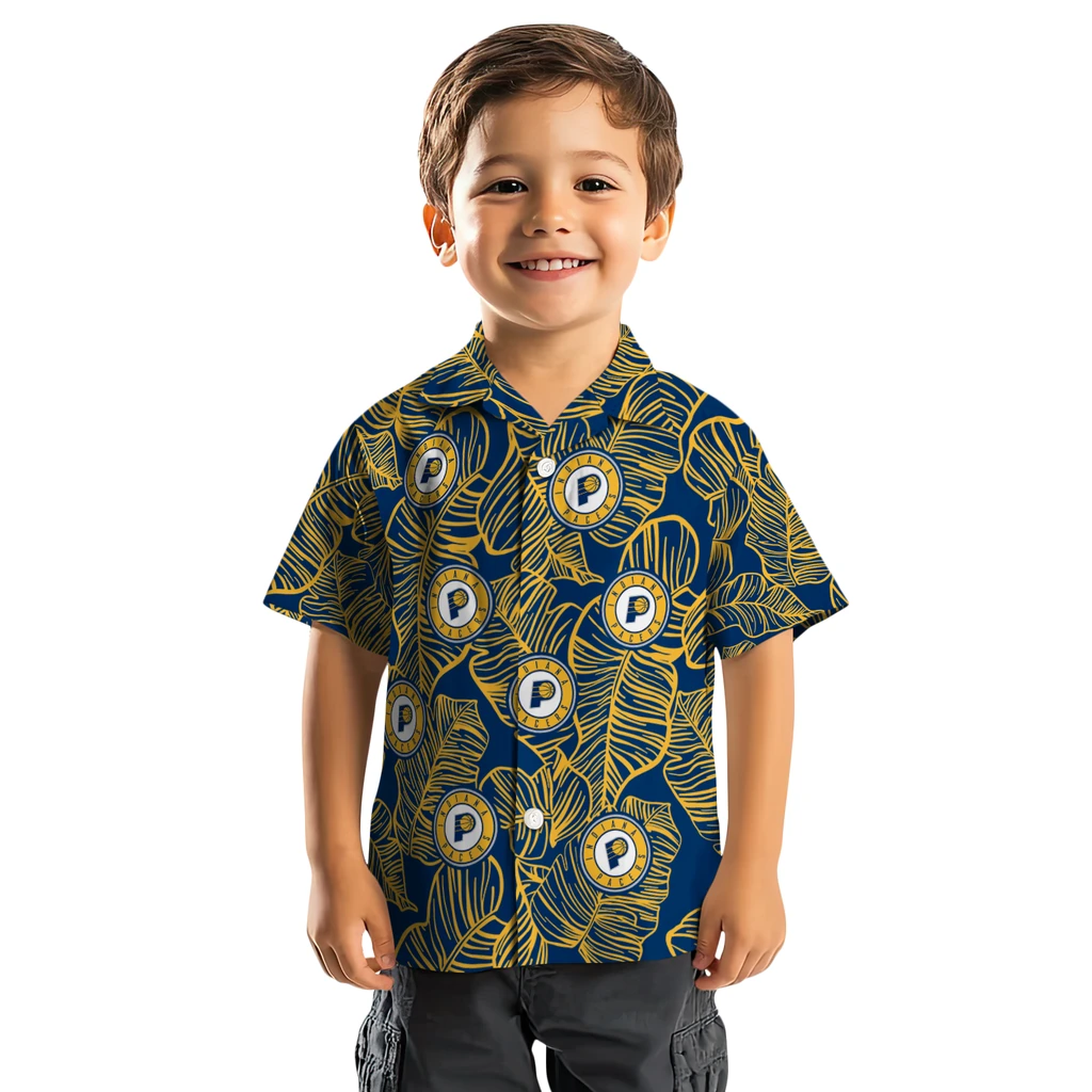 Indiana Pacers Hawaiian Shirt - Leaf Outline indiana pacers leaf outline blue hawaiian shirts top rated