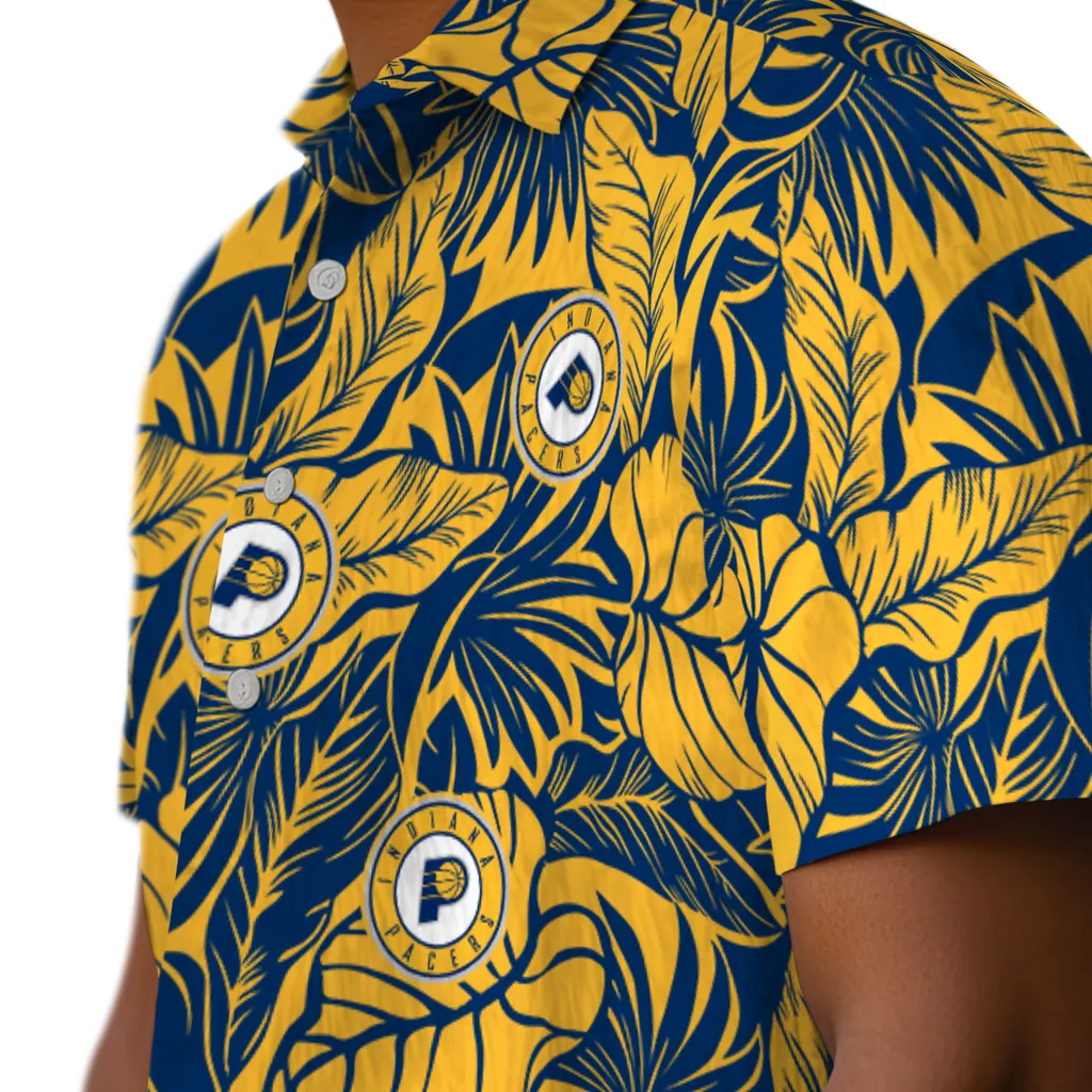 Indiana Pacers Hawaiian Shirt - Monstera Layer indiana pacers monstera layer blue hawaiian shirts trendy