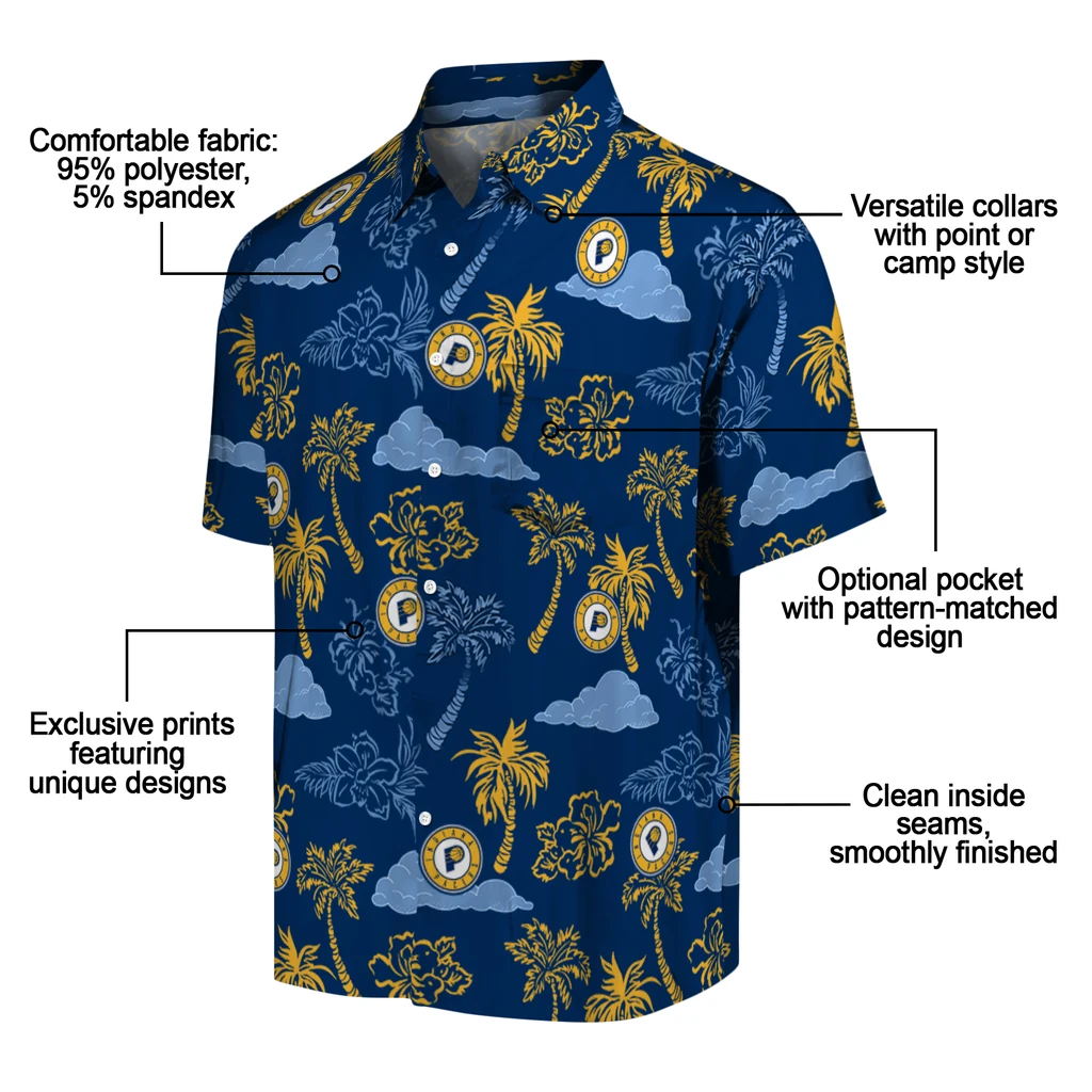Indiana Pacers Hawaiian Shirt - Palm And Clouds indiana pacers palm and clouds blue hawaiian shirts new arrival