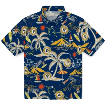 indiana pacers palm tree island blue hawaiian shirts best selling