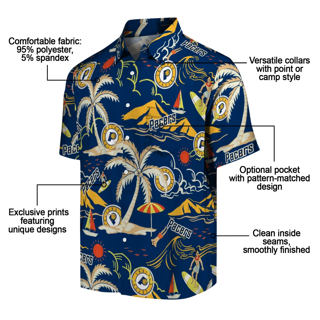 Indiana Pacers Hawaiian Shirt - Palm Tree Island indiana pacers palm tree island blue hawaiian shirts new arrival