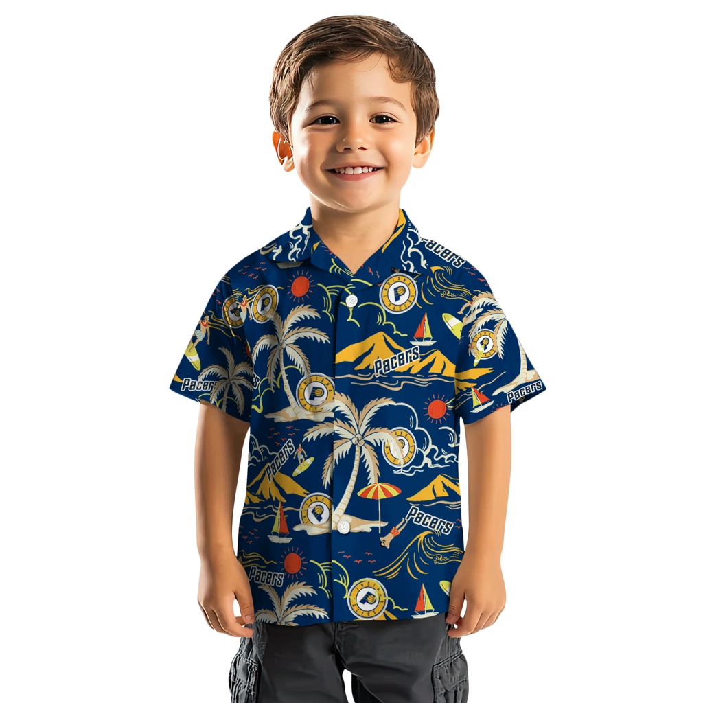 Indiana Pacers Hawaiian Shirt - Palm Tree Island indiana pacers palm tree island blue hawaiian shirts top rated