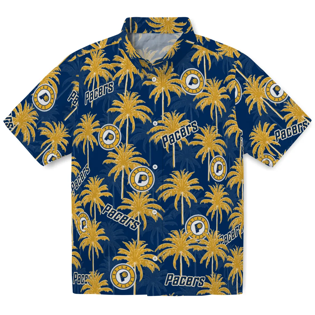 Indiana Pacers Hawaiian Shirt - Palm Tree Motif indiana pacers palm grove blue hawaiian shirts best selling