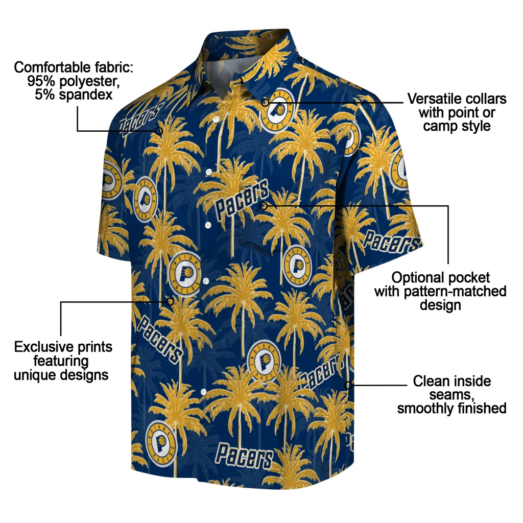Indiana Pacers Hawaiian Shirt - Palm Tree Motif indiana pacers palm grove blue hawaiian shirts new arrival