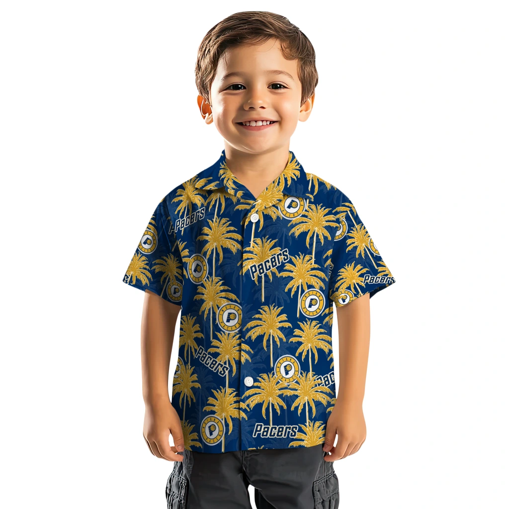 Indiana Pacers Hawaiian Shirt - Palm Tree Motif indiana pacers palm grove blue hawaiian shirts top rated