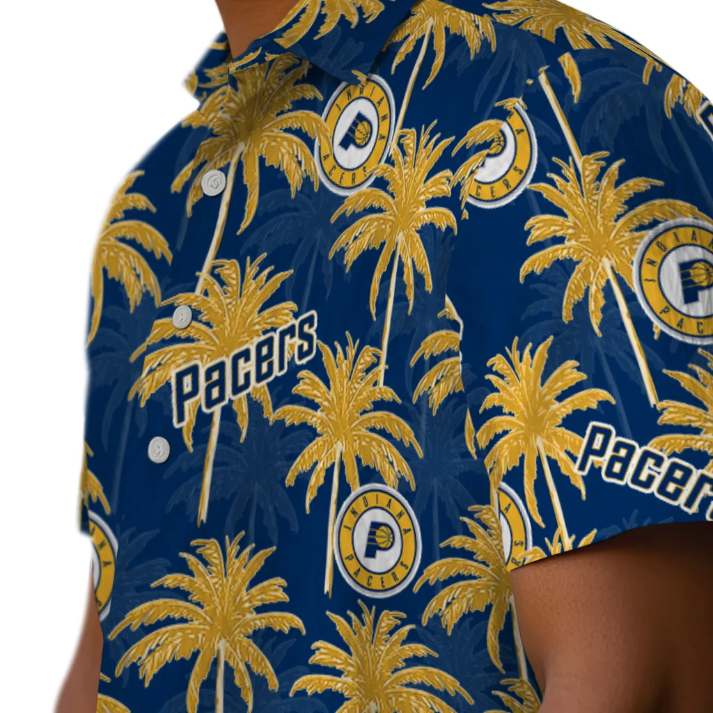 Indiana Pacers Hawaiian Shirt - Palm Tree Motif indiana pacers palm grove blue hawaiian shirts trendy