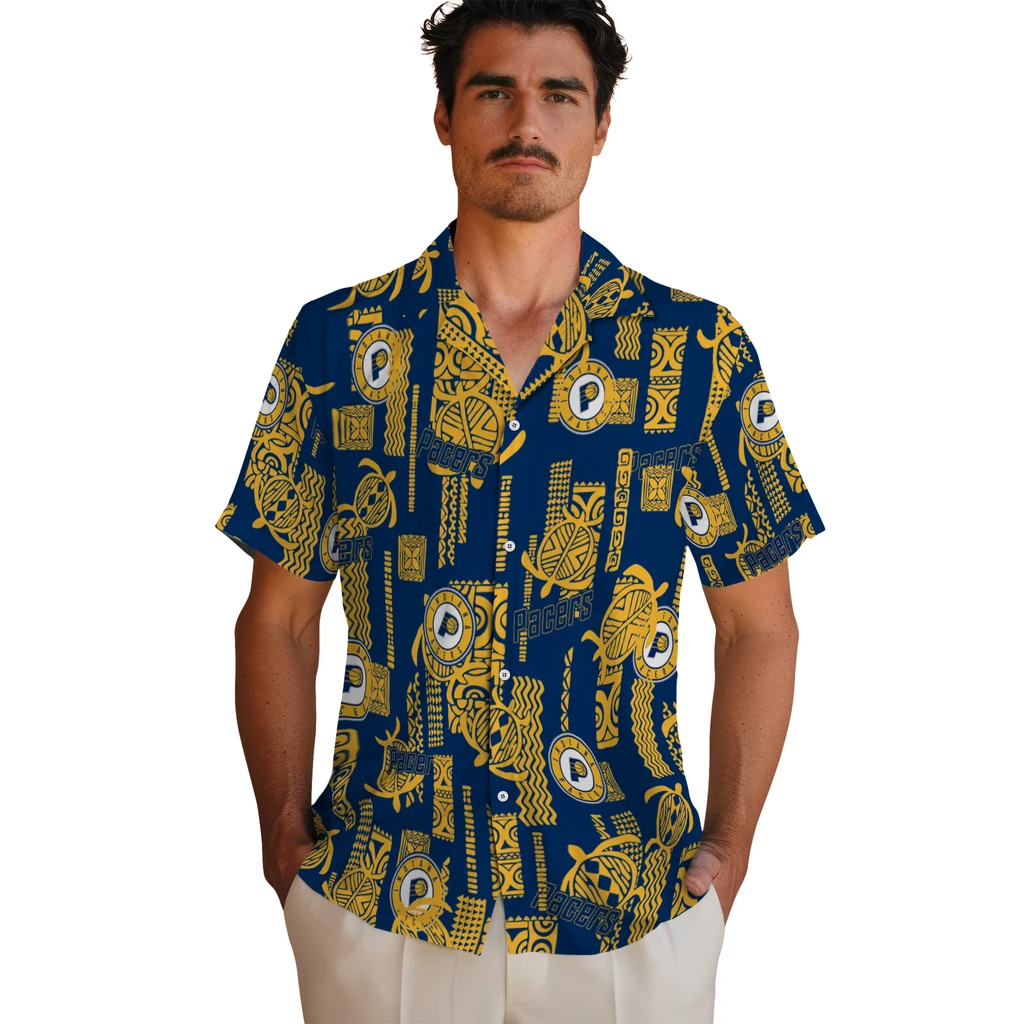 Indiana Pacers Hawaiian Shirt - Turtle Lines indiana pacers turtle lines blue hawaiian shirts fashion forward