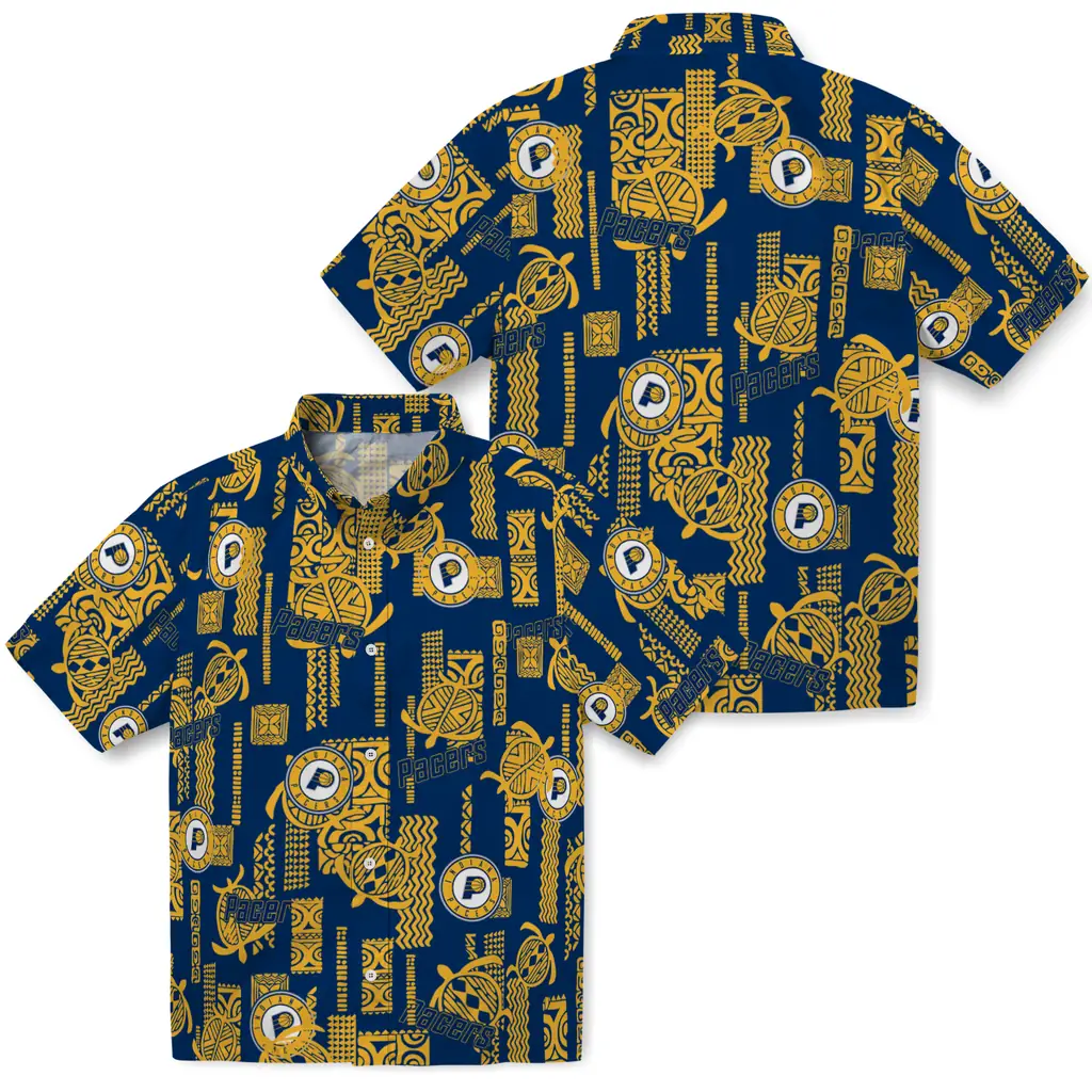 Indiana Pacers Hawaiian Shirt - Turtle Lines indiana pacers turtle lines blue hawaiian shirts high quality