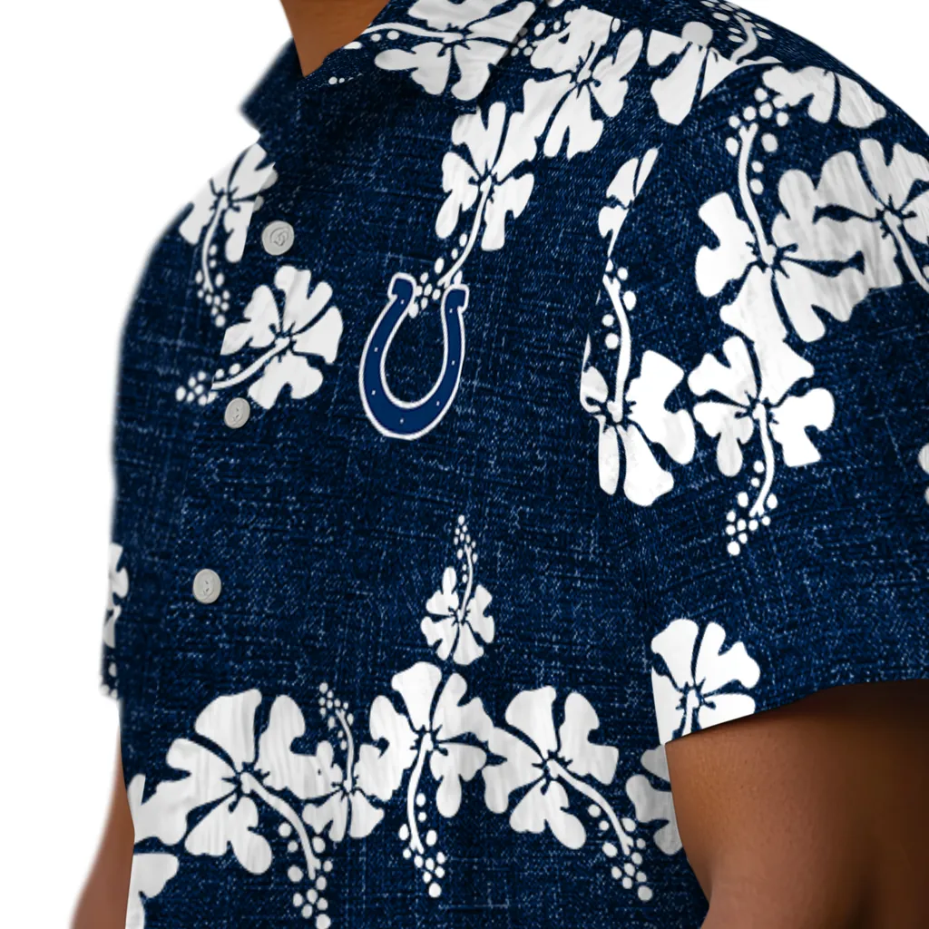Indianapolis Colts Hawaiian Shirt - 50th State Flower indianapolis colts hibiscus petals blue hawaiian shirts trendy