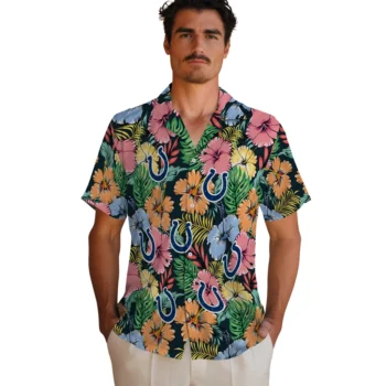 indianapolis colts brilliant hibiscus garden hawaiian shirts fashion forward