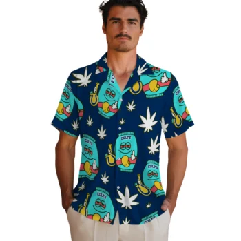 indianapolis colts bong smile blue hawaiian shirts fashion forward