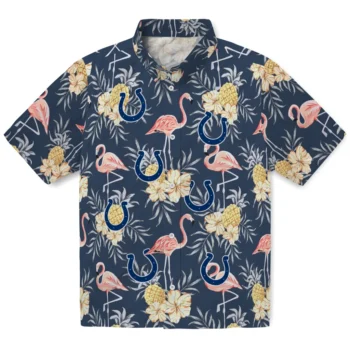 indianapolis colts flamingo hibiscus navy hawaiian shirts best selling